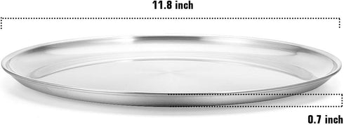 Deedro 12 Inch Stainless Steel Pizza Pan - Round Baking Sheet Oven Tray Crisper for Healthy Cooking, 4 Pack