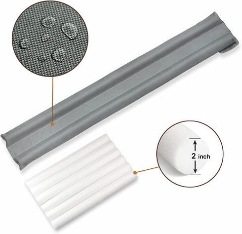 Waterproof Twin Door Draft Stopper - Adjustable Size 30" to 36" Weather Stripping Noise Blocker