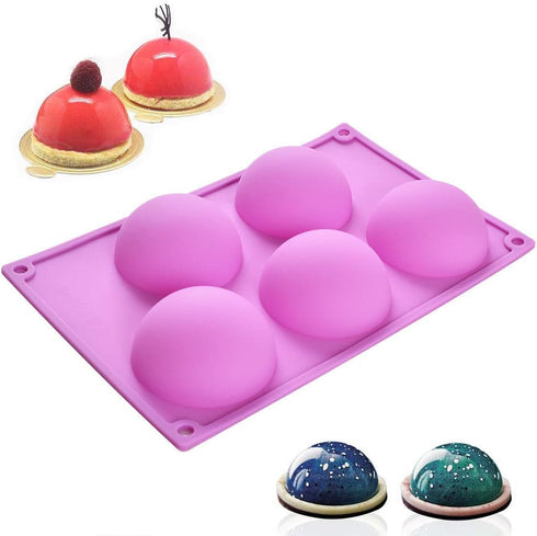 Newk 5 Holes Semi Sphere Silicone Mold, 3 Packs 5-Cavity Half Sphere Mold for Chocolate Bombs, Cake