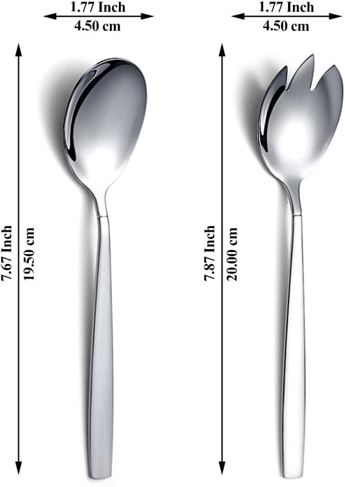 Salad Server Set 4 Pieces, Stainless Steel Salad Serving Set, Salad Spoon, Salad Servers, Salad Fork, Dishwasher Safe by Evanda