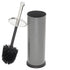 Home Basics Toilet Brush with Swirl Canister, Grey | Neutral Color | Sturdy Base | Embossed Design