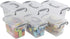 1.5 L Tiny Plastic Bins with Gray Handle, Mini Storage Box Organizer, 6-Pack