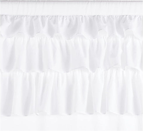 Madison Park White Cotton Ruffle Window Panel, Solid Anna Voile, 50X84, 1-Panel Pack, Farmhouse Decor