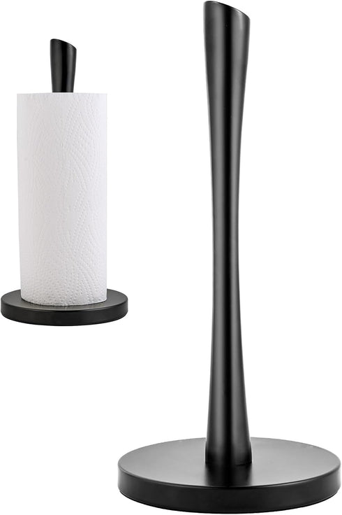 JOGREFUL Paper Towel Holder Stand for Kitchen, One-Handed Tear, Non-Slip Weighted Base, Black