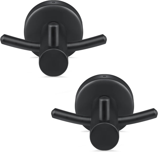 Pack of 2 SUS304 Stainless Steel Matte Black Wall Mounted Towel Hooks for Bathroom Shower Kitchen Cabinet Closet Door