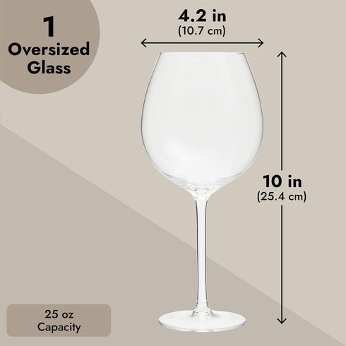 Juvale 25oz Oversized Giant Wine Glass with Stem – Extra Large Full Bottle Glass for Champagne, Funny Gift