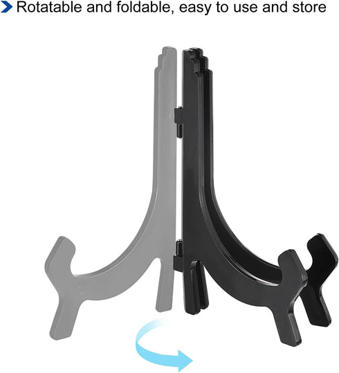 uxcell 10" Black Plastic Folding Display Stand, Easel Plate Holder for Decorative Picture Frame