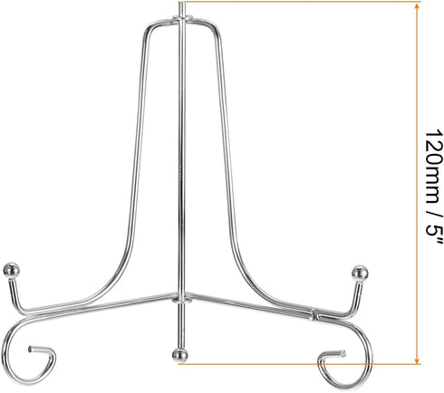 uxcell Plate Stand for Display, 5 Inch 2Pcs Iron Decorative Plate Holder Metal Easel Folding Display Stand for Photo Picture Frame, Silver