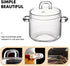 DOITOOL Saucepan with Cover 350ML, Resistant Cooking Pot with Lid, Clear Stovetop Cookware Set for Milk, Pasta, Soup