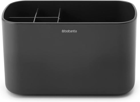 Brabantia Renew Bathroom Caddy (Dark Grey) - Compartments for Toothbrushes, Toothpaste, Soap etc - Nonslip Base
