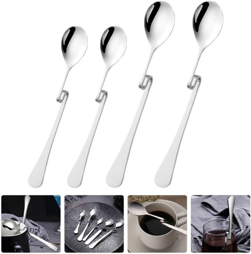 OSALADI 4pcs Stainless Steel Espresso Spoon, Jam Honey Spoon, Coffee Stir Spoon, Milk Mixing Teaspoon