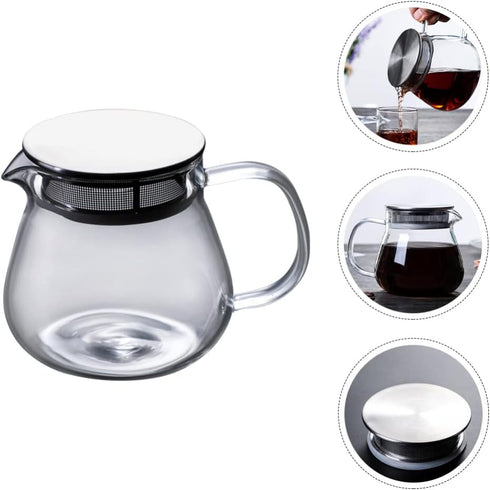 Hemoton Clear Glass Teapot with Stainless Steel Infuser Lid, 460 ml Tea Kettle for Blooming and Loose Leaf Tea