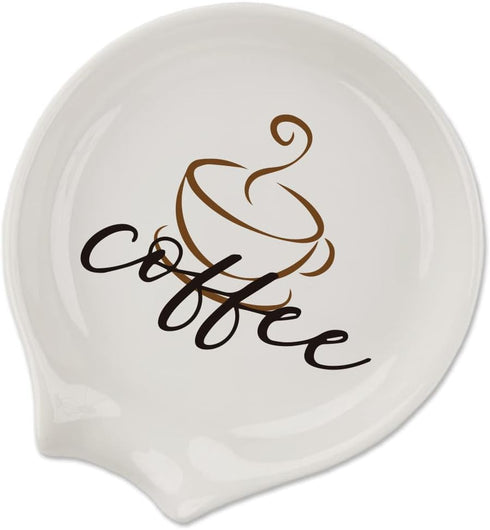 Coffee Spoon Rest - Engraved Cute Counter Spoon Holder for Farmhouse Home Bar, Gift for Coffee Lovers