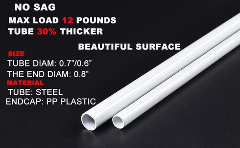 2 Pack Spring Tension Curtain Rod Adjustable 28-43 Inches, 5/8" Diameter, White