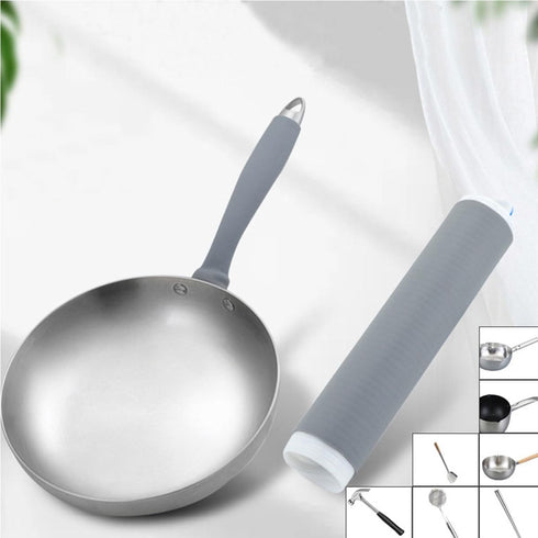 Pots Handle Sleeve, Cast Iron Handle Cover for Skillets, Heat Insulation Silicone Handle Holder (Gray, Large)
