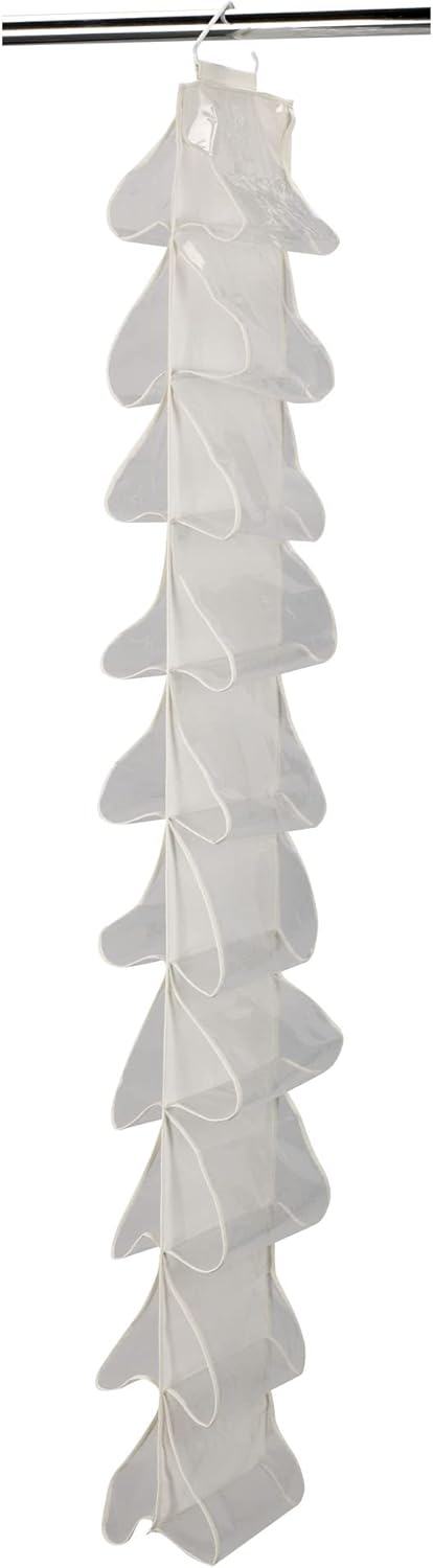 Household Essentials 20-Pocket Closet Shoe File, Durable Canvas and Plastic, Holds 10