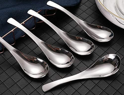 Soup Spoons, Stainless Steel Short Handle Spoons - Classic and Durable Soup Spoon, Set of 5