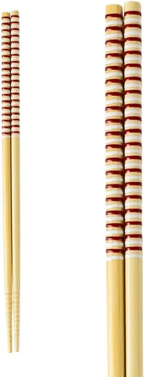 Asahi Koyo 2 Pairs Set Long Cooking Serving Chopsticks, Dishwasher Safe 10.6 Inches Red and Black