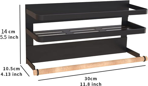 Magnetic Paper Towel Holder for Refrigerator,Magnetic Spice Rack with Paper Towel Rack Storage Organizer Fridge