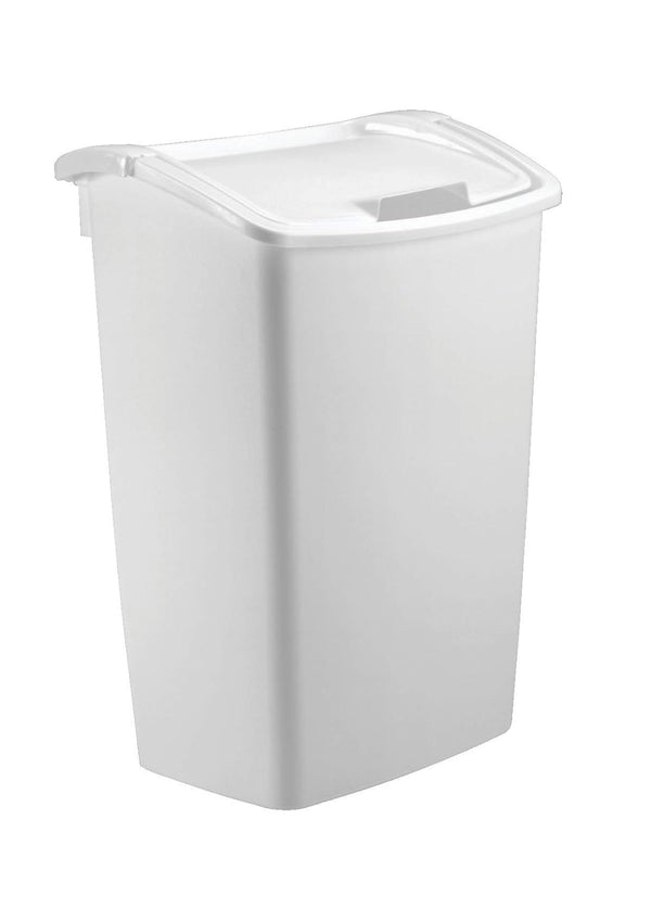 Rubbermaid White Dual-Action Swing Lid Trash Can, 11.25 Gallon