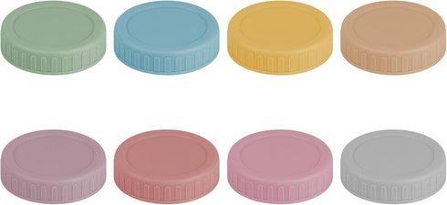 Vaincre 8PCS Mason Jar Lids, Colored Plastic Regular Mouth Leak Proof Canning Lids with Silicone Rings for Ball Jars