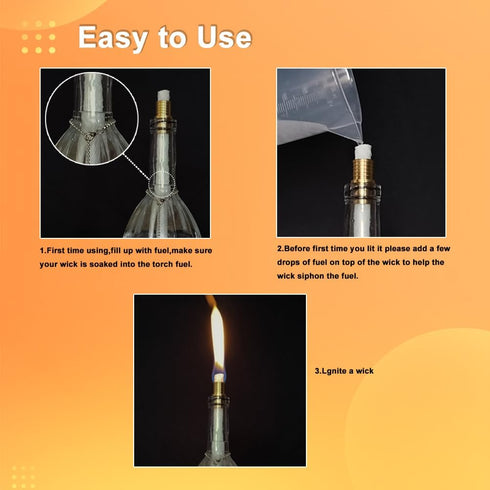 4 Pack, 4 Mount(13.7 Inch,Bottle (4PCS) Wine Bottle Torch Kit Includes Long Life Torch Wicks, Brass Wick not Included)
