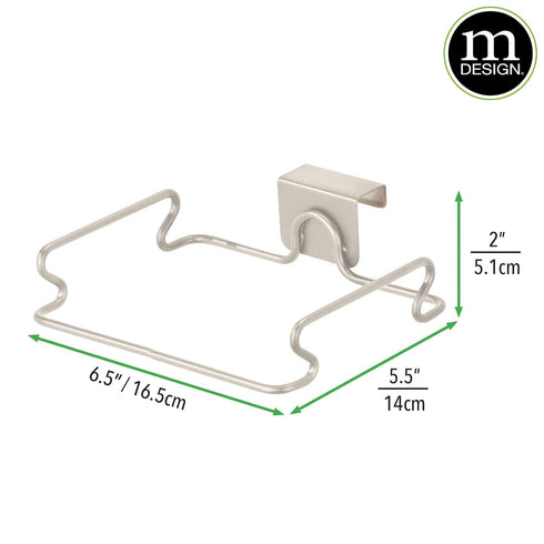 mDesign Over the Cabinet Metal Wire Small Garbage Container, Trash Bag Holder Rack for Recycled Reusable Disposable
