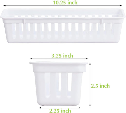 Domensi 12 Pack Slim Plastic Storage Baskets Tray for Organizing 10.25 x 3.25 x 2.5 Inch Small Classroom Storage Bins Stackable Drawer Pencil Trays Holder for Desk Garage School Containers(White) by Domensi