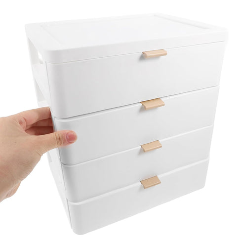 Lurrose Drawer Vanity Organizer, Compact Storage Box with 4 Drawers for Makeup, Office, Dorm, Desk