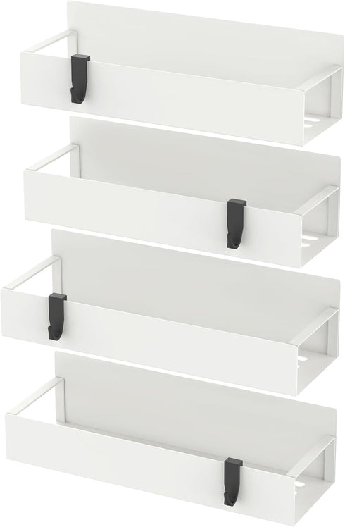 HuggieGems 4 Pack Magnetic Spice Storage Rack Organizer for Refrigerator and Oven, Cream White Fridge Organizers