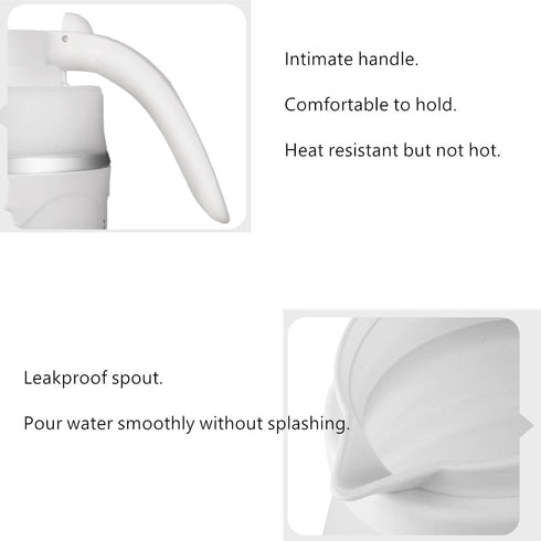 Travel Collapsible Electric Kettle, Portable Silicone Heating Water Boiler for Fast Boiling with Separable Power Cord