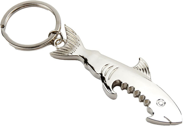 Creative Metal Corkscrew Shark Beer Bottle Opener Keychain Pendant for Fun Bottle Opening