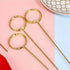 H&W 40PCS Golden Ring Loop Card Holders 12''L Round Shape Floral Picks Clips for Wedding & Flower Arrangements