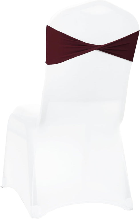 VDS Pack of 25 PCS | Burgundy | Spandex Chair Sashes Bows