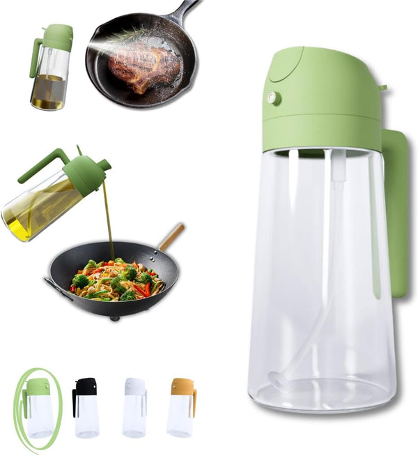 2-in-1 Oil Dispenser and Sprayer, 16oz/470ml Glass Olive Oil Spray Bottle for