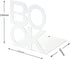 Decorative Metal Book Ends Heavy Duty Supports for Bookrack Desk with Unique Appearance Design (White)