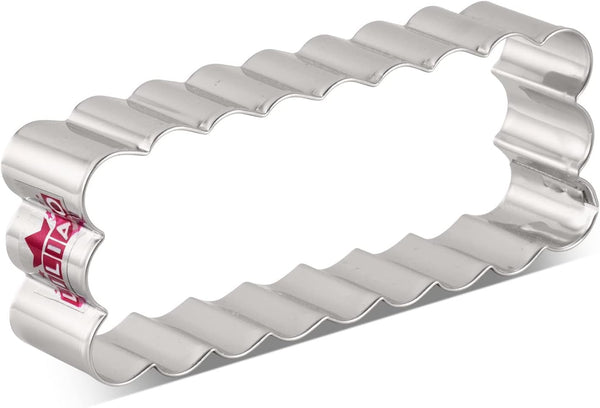LILIAO Scalloped Edge Rectangle Cookie Cutter, 4.7 x 1.9 Inch Stainless Steel