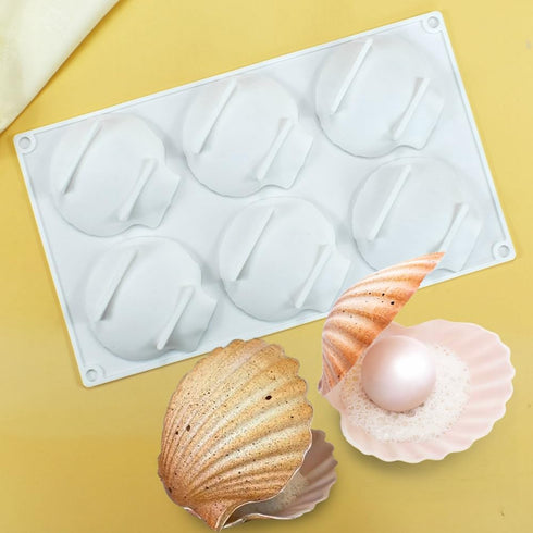 Shell Shaped Silicone Baking Mold for Cookies, Biscuit DIY Bakeware Pan Kitchen Accessories (Shell J_11.8 X6.8 X1 inch)