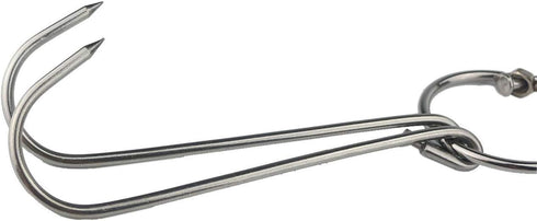 TIHOOD 3 PCS 9.4" Stainless Steel Double Meat Hooks for Roast Duck, Bacon, BBQ Grill Hanger Cooking Tools Accessories