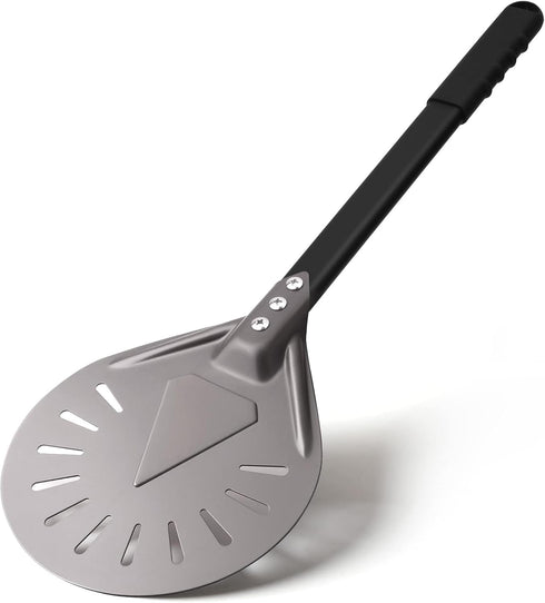 Pizza Turning Peel, 7 Inch Round Aluminum Perforated Pizza Turner with Metal Handle for Homemade Pizza
