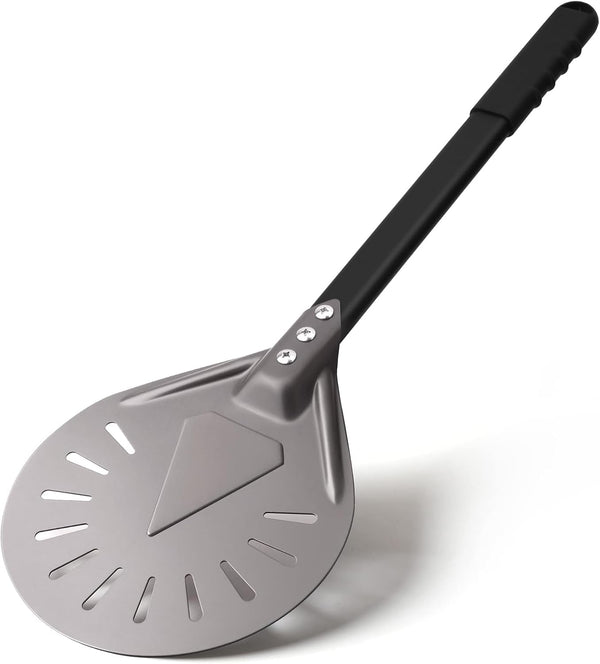 Pizza Turning Peel, 7 Inch Round Aluminum Perforated Pizza Turner with Metal Handle for Homemade Pizza