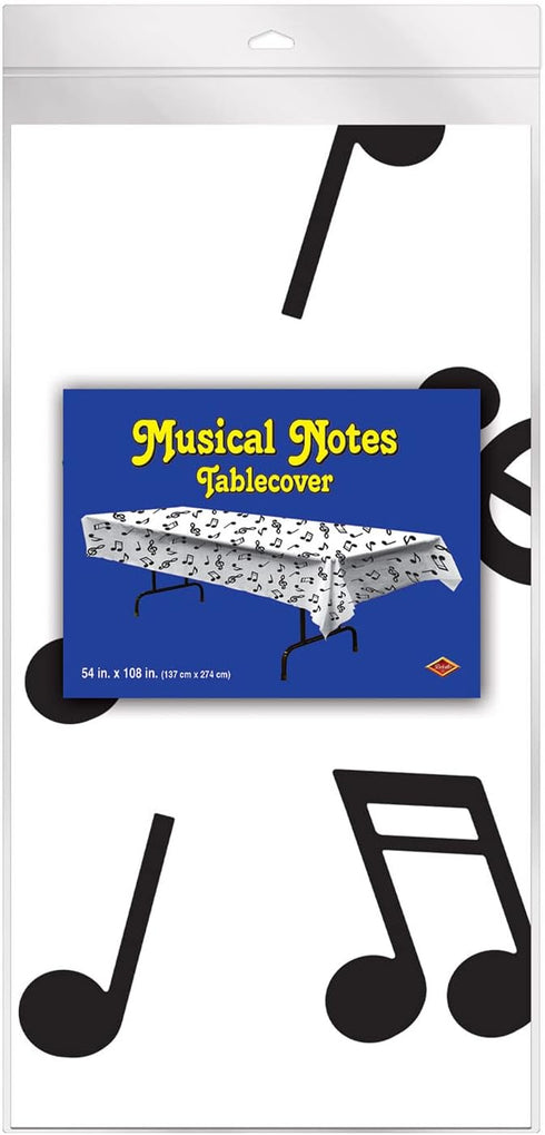 54? 108? Beistle Musical Notes Tablecover, x ? Plastic Table Cloth, Music Notes Party Decorations, Music Themed Party