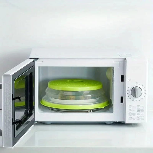 Dependable Industries' 2-in-1 Collapsible Microwave Splatter Guard Cover & Vegetable Washing Colander