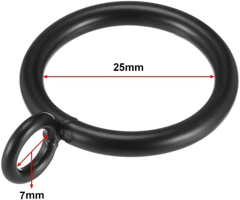 uxcell Metal Curtain Rings, 1 Inch Inner Dia Drapery Ring for Black Curtain Rods, 24 Pcs