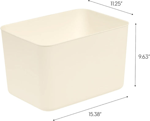 IRIS USA Plasti Basket Bin & Lid, Large, 4-Pack Stackable Lidded Storage Organizer Bins for Kitchen, Bathroom, Bedroom,
