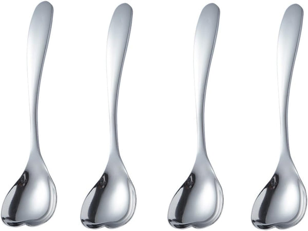 Cute Heart Shape Spoon, Stainless Steel Coffee Spoon, Dessert Tea Appetizer Spoon for Cake Ice Cream