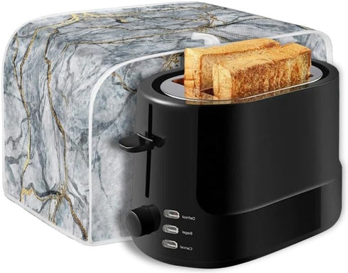 Golden Grey Marble Slice Toaster Cover, Washable Polyester Toaster Cover, Modern Arts Quilted Bread Maker Cover