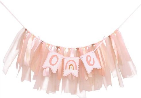 Bohemian 1st Birthday Banner - Bohemian Rainbow High Chair Banner, First Birthday
