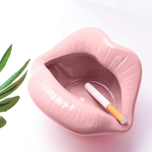 Ceramic Lip Shape Ashtray - Cigarette Ash Holder, Smoking Accessories, Creative Cigar Ash Tray for Home Office Decor