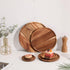 Countertop (13.8 inch) Round Wood Tray, Acacia Wooden Decorative Serving Tray for Coffee Table and Home Decor, Wooden